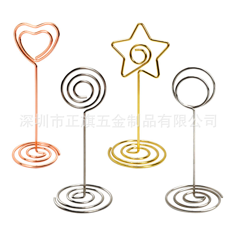 Picture of 85mm heart-shaped business card holder Peacock round wedding seat holder photo holder note holder number plate label message holder