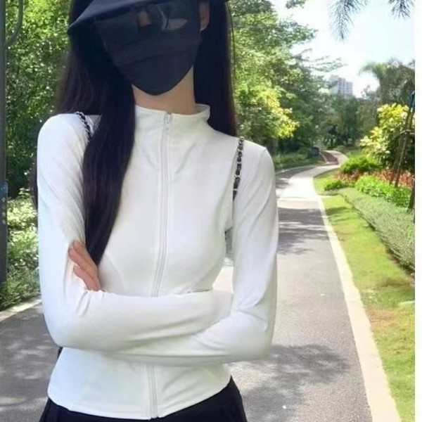 Ice Silk Stand Collar Sun Protection Clothing for Women Spring and Summer New Breathable Sun Protection Clothing Yoga Sportswear Anti-Uv Slim Jacket