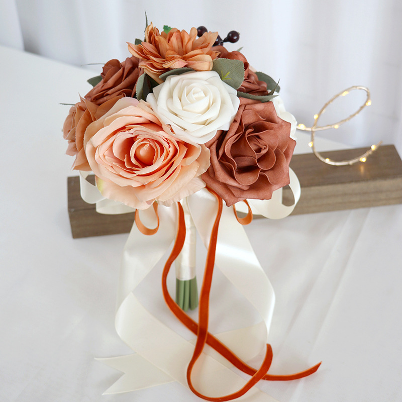 Amazon new wedding bride holding flower artificial flower bridesmaid holding flower cross-border export wedding photography props
