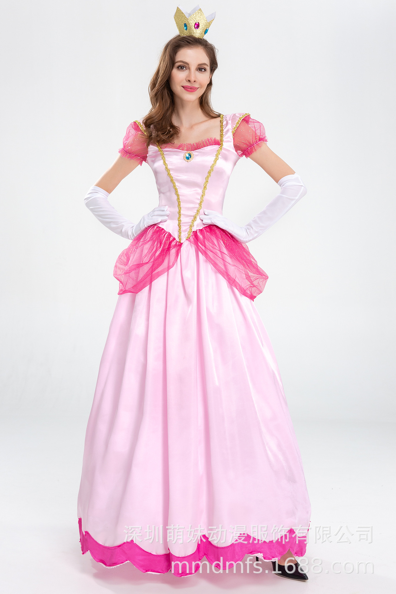 Picture of 2025 New Mario Princess Peach Pink Pricess Stage Outfit Pink Party Queen Dress