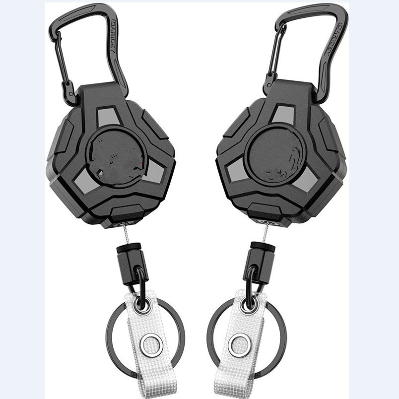 Cross-border outdoor large mountaineering buckle steel wire telescopic easy pull buckle ABS anti-loss anti-loss telescopic clip badge spot