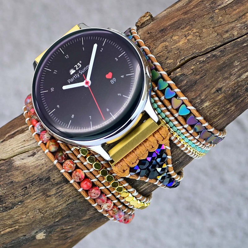 Foreign trade e-commerce hot love black gall stone Emperor stone Japanese rice beads woven Samsung watch strap bracelet wholesale