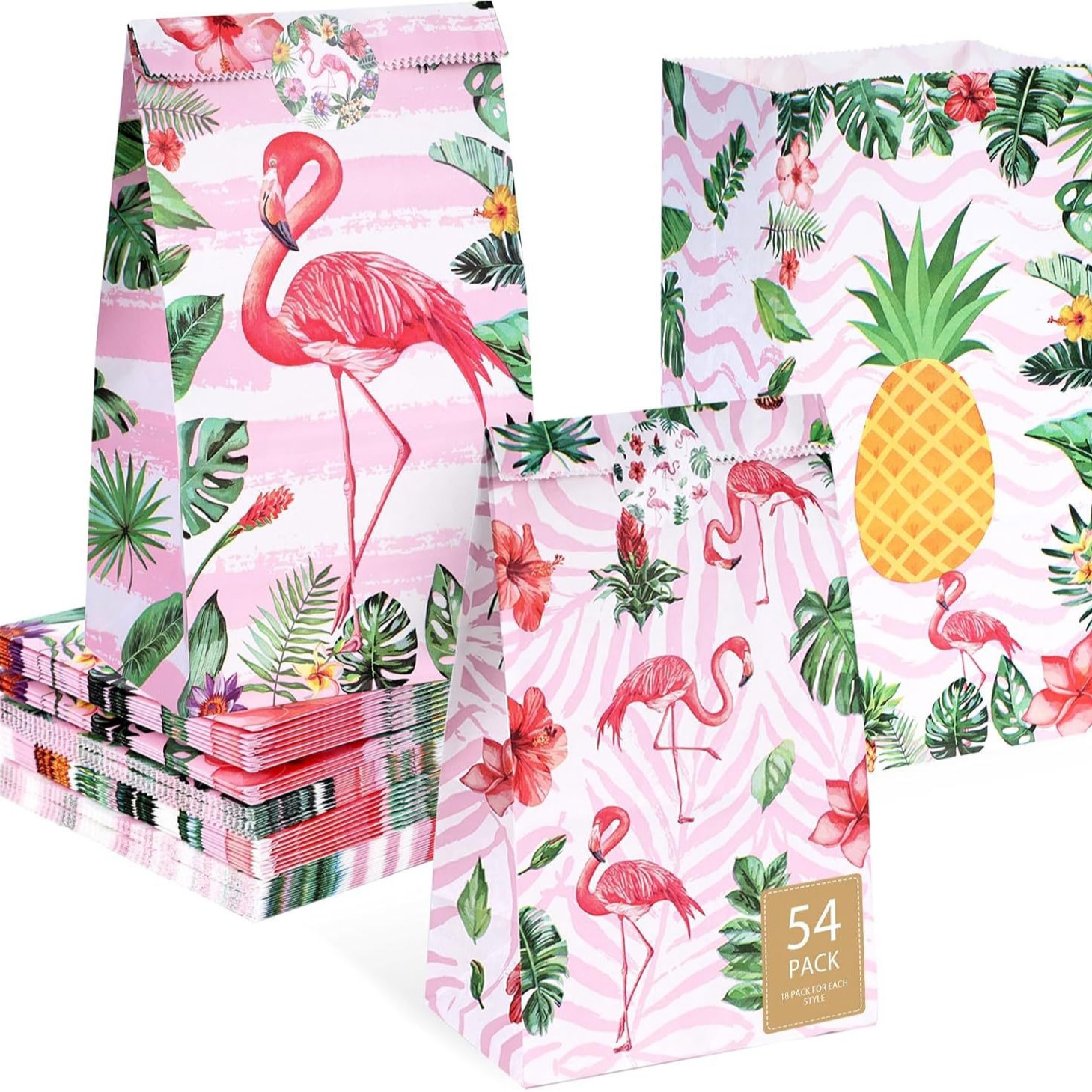 Hawaii Flamingo 3 Color 24 Internet Red Birthday Food Packaging Cross-border Kraft Paper Bag Gift Bag Square Bottom