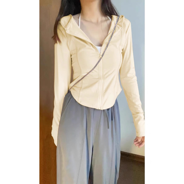 Picture of Korean-style hiphop ice silk breathable hooded sunscreen women's summer slim fit slimming casual all-match cardigan coat trendy