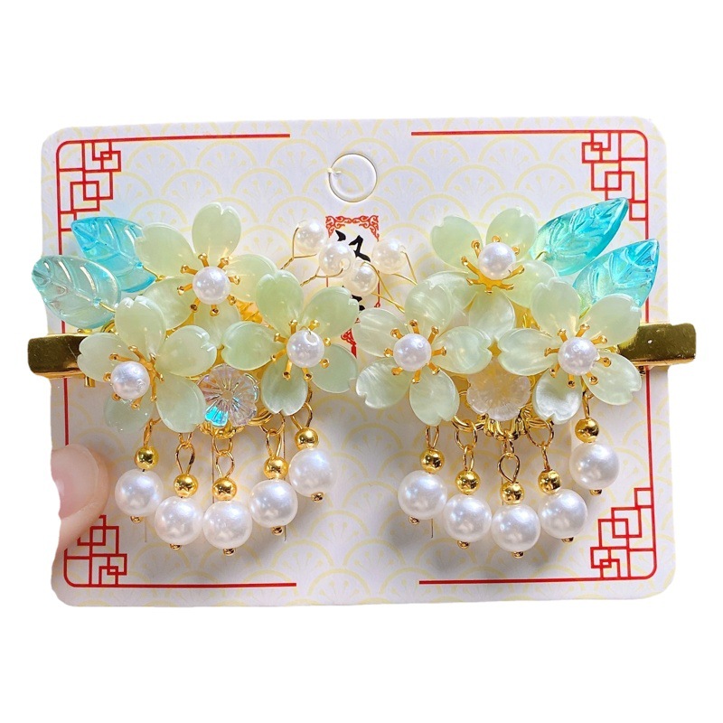 Wholesale of Traditional Chinese-Style Hair Accessories for Children, Chinese-Style Side Clips, Tassel Hairpins, Girls' Hair Accessories That Do Not Damage Hair