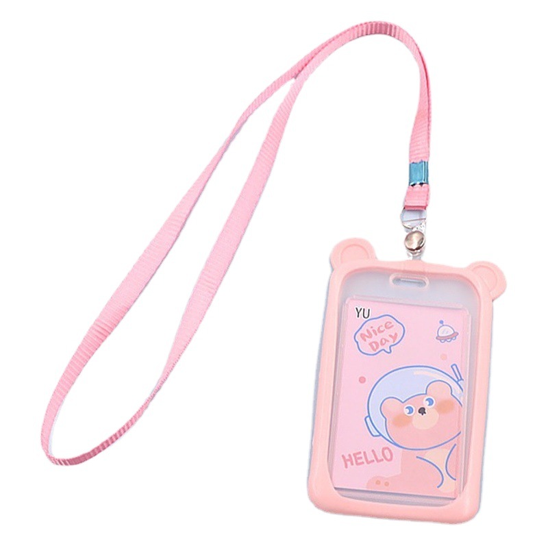 Picture of Campus Student Silicone Mickey Card Holder with Lanyard Bus Card Access Card Hanging Card Certificate Meal Card Factory Card Holder