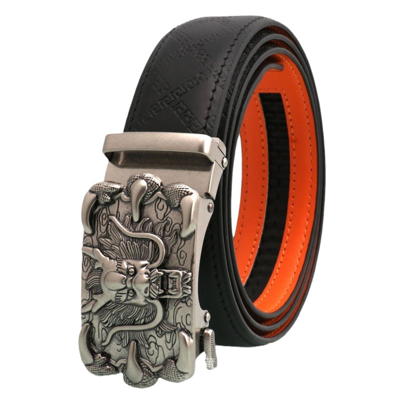 Chinese Style Ancient Gold Dragon Buckle Alloy Buckle Men's Belt Claw Dragon Retro Automatic Buckle Belt Fashion Personalized Trouser Belt