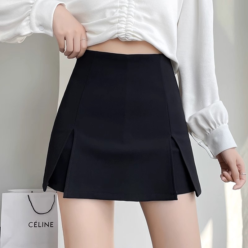 Spring and Summer Black All-match Skirt Women's Split Pants Skirt 2022 New Fashion High Waist Slim A- line Short Skirt