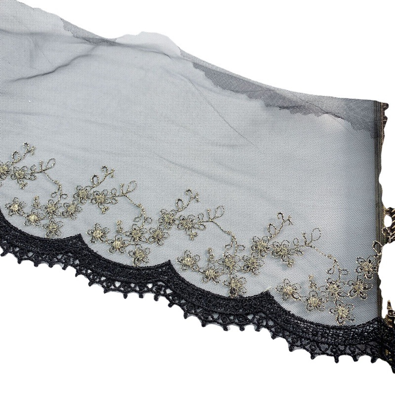 Wave Taiwan Art Explosions TY Flower Height 7.2CM Cut Mesh 16CM Lace Ribbon Gold Wave Milk Silk Bar Code Lace