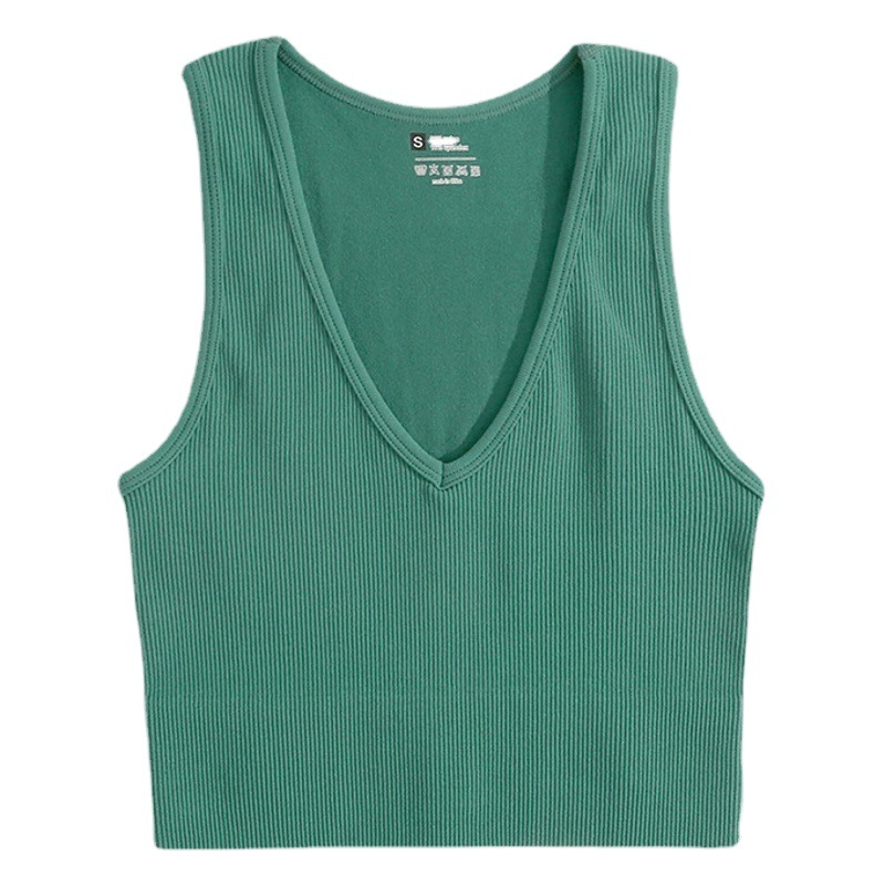 Amazon European and American thread V-neck single layer vest nylon sports yoga quick-drying fitness sexy bra high waist