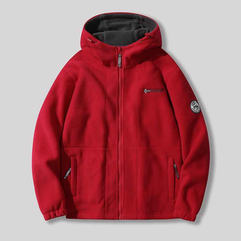 Picture of Exported to Norway hooded padded fleece winter warm double-sided polar fleece extra thick Changshu same couple's top