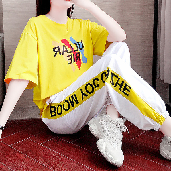 Large Size Women's Sports Suit Women's Loose Casual Western Style Suit Women's Fashionable Age-reducing Slimming Elegant Two-piece Fashionable Suit