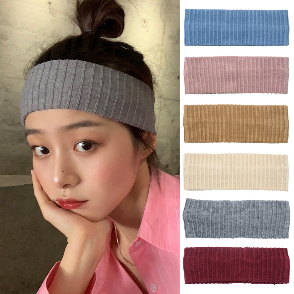 European and American elastic vertical pattern knitted wool headband parent-child hair band Sports yoga hair accessories face washing headband Korean style headband