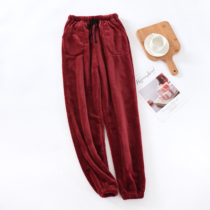 Picture of Men's Pajama Pants Fleece-Lined Thickeneded Warm Pants Pants Autumn and Winter Flannel Cuffed Home Wear Pants Large Size Loose