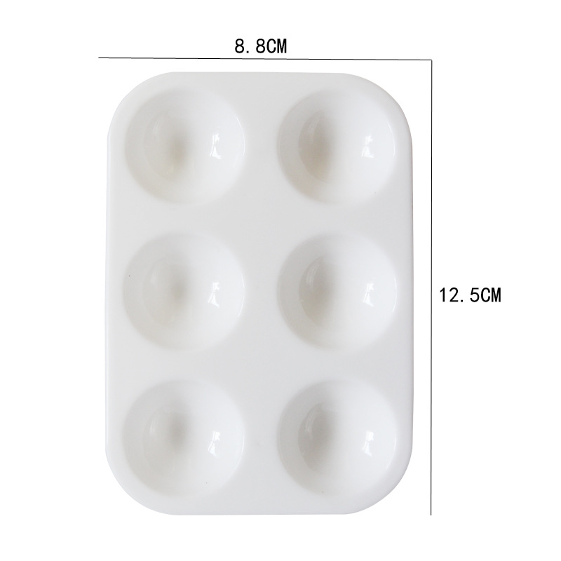 6 hole plastic rectangular art painting palette White thickened children's simple color palette supplies wholesale
