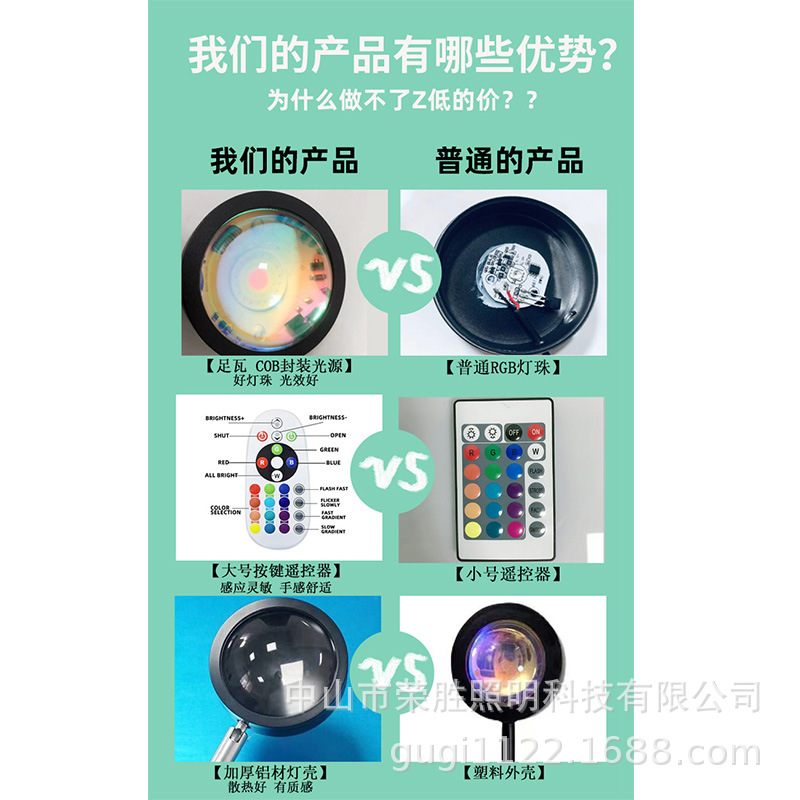 Picture of Cross-border sunset lamp APP + remote control bedroom rainbow table lamp sunset projection lamp RGB16 color sunset atmosphere lamp
