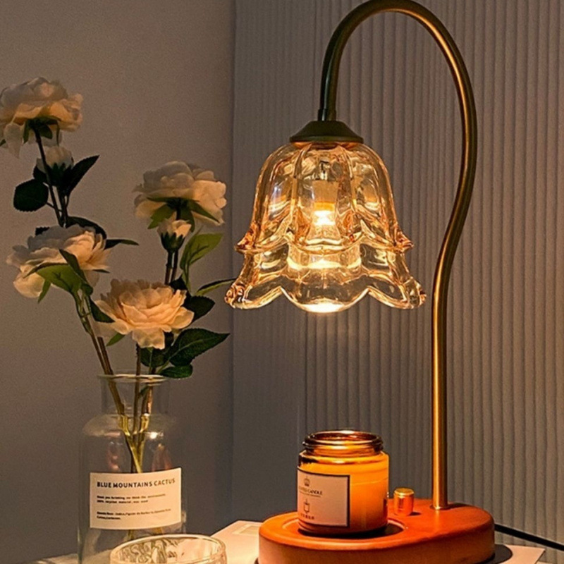 Aroma lamp, melted wax lamp, mood lamp, tulip ambient light, light luxury glass night light, bedroom bedside lamp