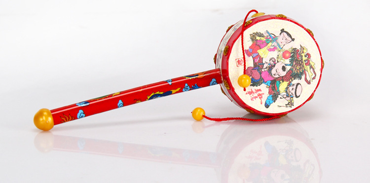 Picture of Plastic New Year Picture Rattle Hand Drum Newborn Infant Baby Traditional Puzzle Bell Early Education Auspicious Peace Drum