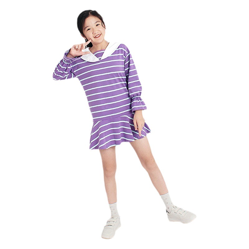 Spring Korean version of children's skirt new girls dress striped college style princess skirt girls skirt wholesale
