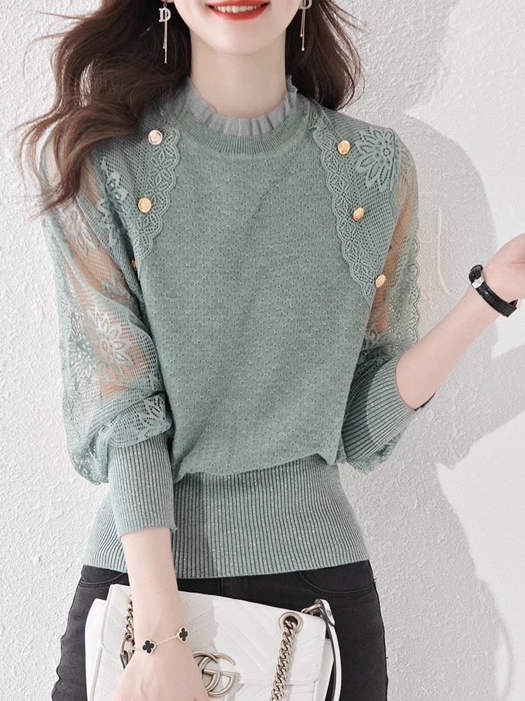 Early spring 2024 New knitted bottoming shirt Women's thin hollow women's sweater design sense niche short top