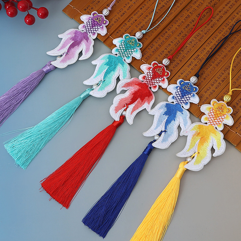 Dragon Boat Festival Sachet Embroidered Goldfish Sachet Pendant Antique Koi Tassel Gift Hanging Pocket Car Hangers