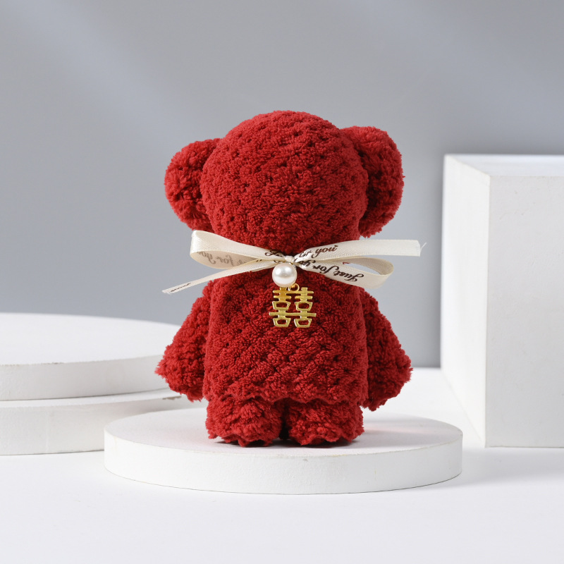Picture of Bear Towel Wedding Accompanying Gift Big Happy Shop Small Square Towel Bridesmaid Return Gift Wedding Coral Fleece Towel