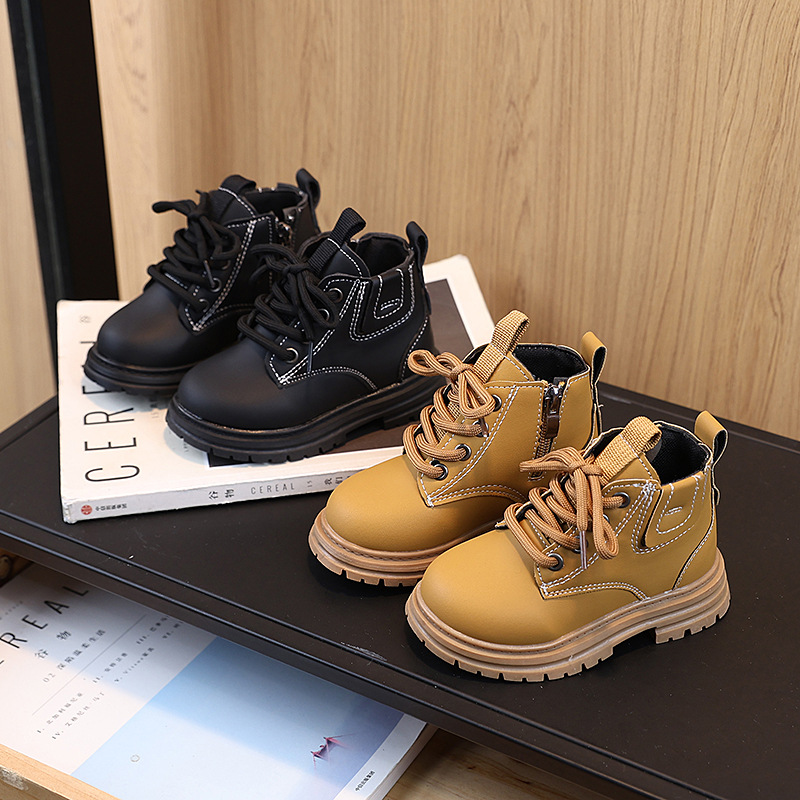 Children's Boots 2025 New Boys' Short Boots British Retro Girls' Leather Boots Non-Slip Soft Bottom Baby Shoes Single