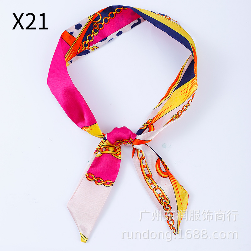 Picture of Silk Scarf Wholesale Long Beveled Small Silk Scarf Double-layer All-match Hair Belt Ribbon Decoration Tie Bag Hand Gift Box Silk Scarf
