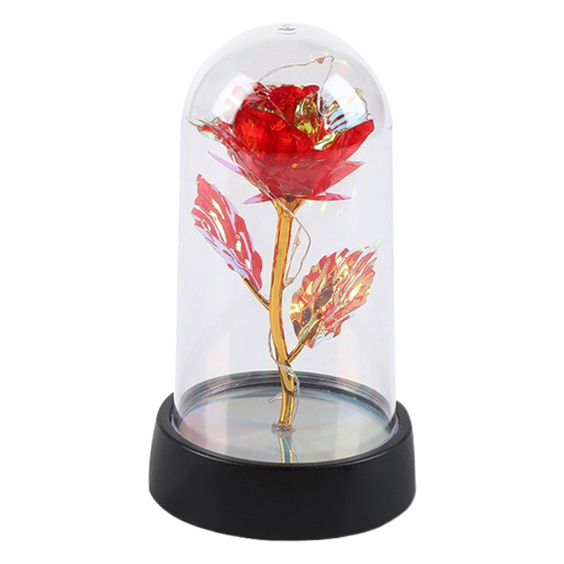 Laser Reflective Gold Foil Flower Eternal Rose Night Light Creative Desktop Decoration Ornaments Valentine's Day Gift