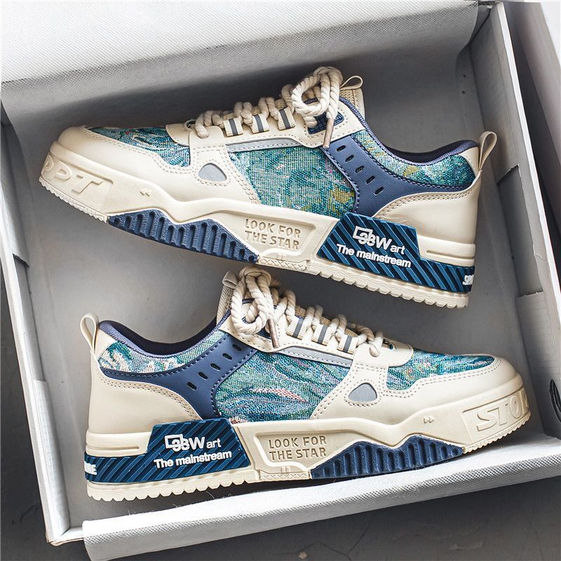 Spring Men's Shoes New Breathable Canvas Shoes for Male Students Trendy Versatile Thick-Soled Sports and Leisure Sneakers Dad Shoes for Men