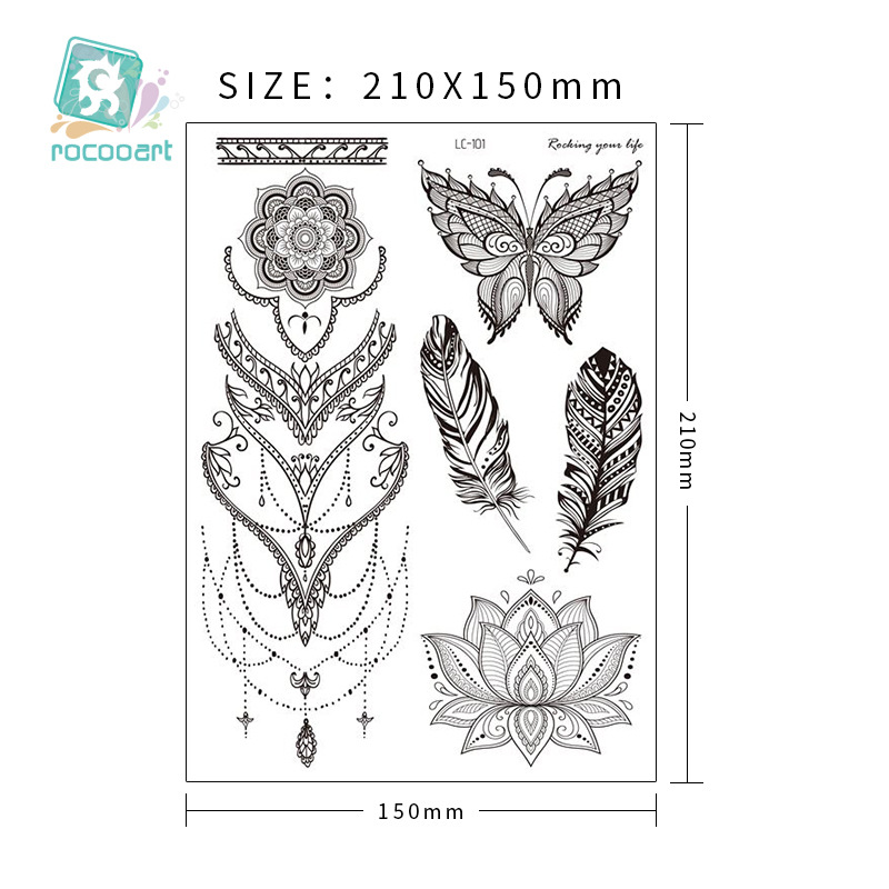 Picture of Cross-border Black Tattoo Sticker Retro Hand Pattern Tattoo Sticker Mandala Flower Collarbone Temporary Tattoo Sticker