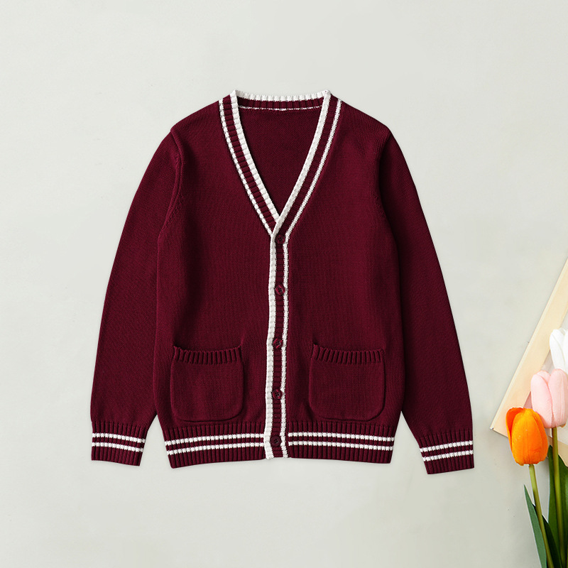 Picture of Children's Knitted Cardigan 2025 Spring & Fall Style Boys and Girls Sweater Jacket British School Uniform Jacket with Flap Pocket Pantss Wholesale
