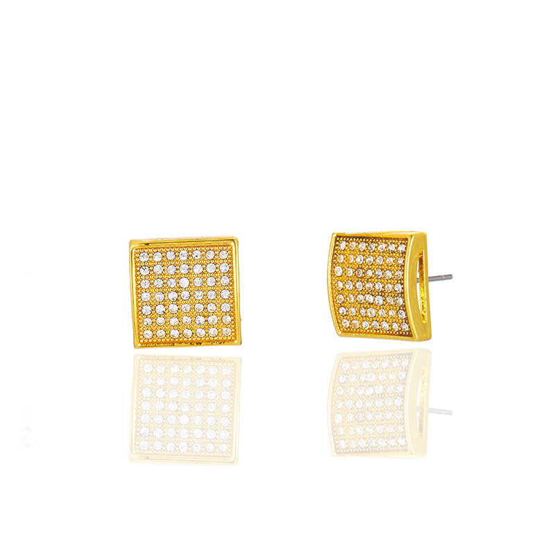 Europe and the United States hot new Chinese alloy Diamond hip-hop earrings accessories Tide brand full diamond ins personality earrings wholesale