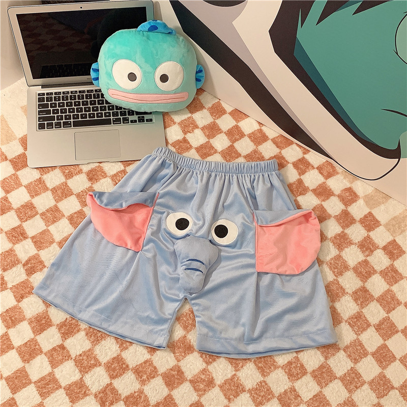 Picture of Three-Dimensional Cute Funny Elephant Shorts Summer Pants for Men and Women Loose Ugly Little Flying Elephant Couple Student Pajamas Pants