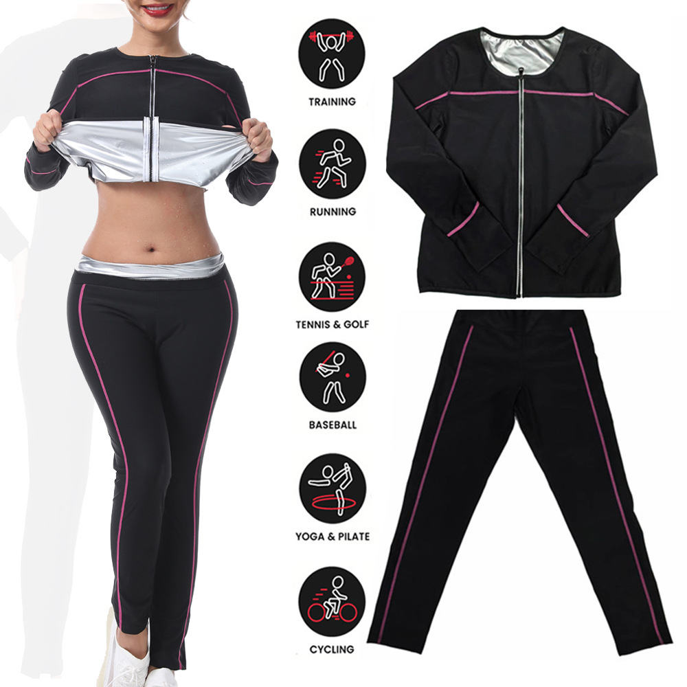Women's sportswear, fitness sweat suits, body shaping, abdominal yoga clothes, European and American plus-size women's sweat sauna sports sets