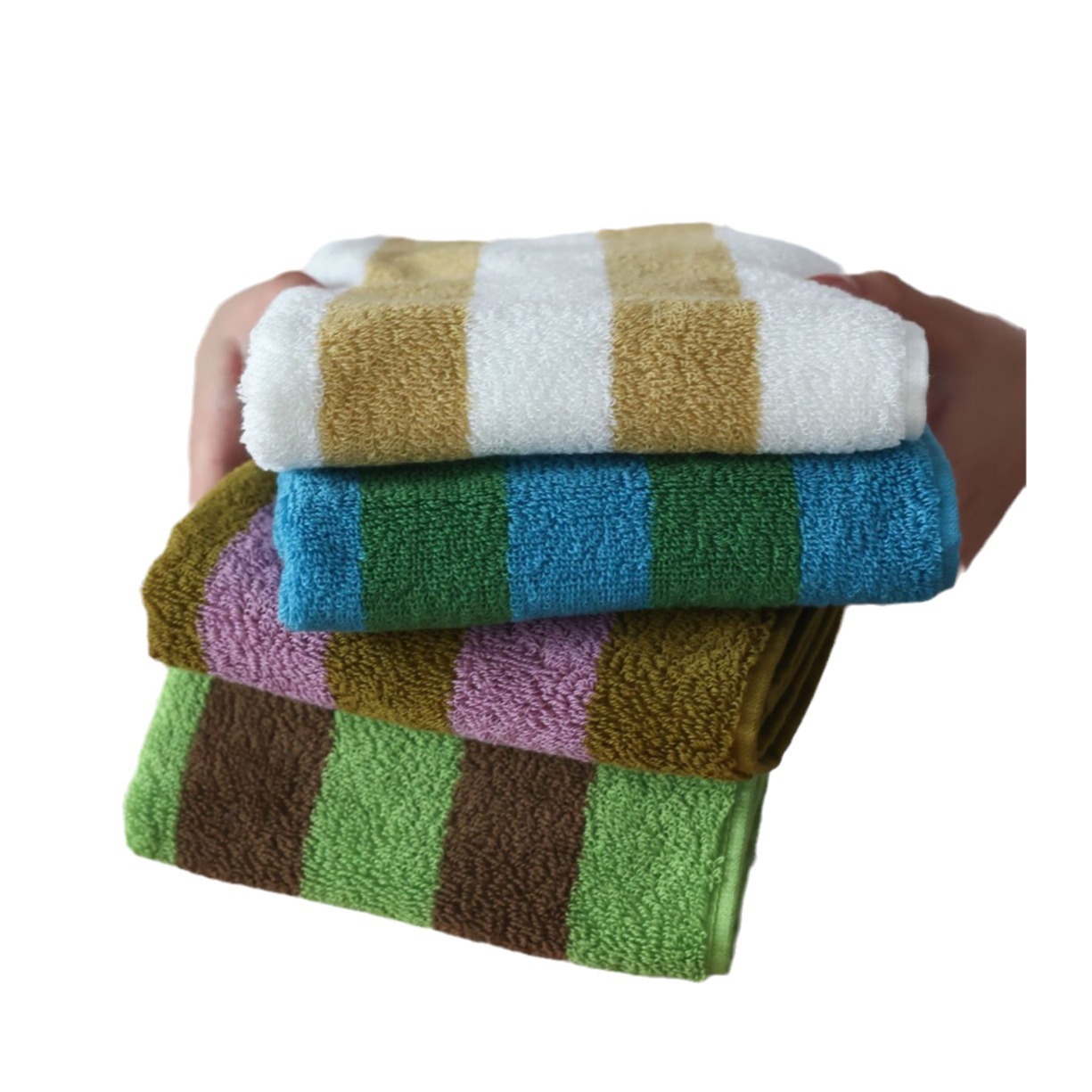 Picture of Mori Pinstripe Retro Cotton Towel Combed Cotton Class A Simple Combed Cotton Towel Bathroom Absorbent Bath Towel