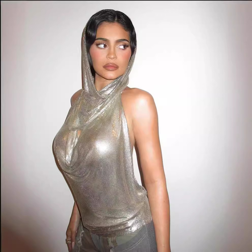 Cross-Border Beach Ins European and American Short Chic Sexy Disco Tube Top Sequin Nightclub Suspender Vest Headgear 20293