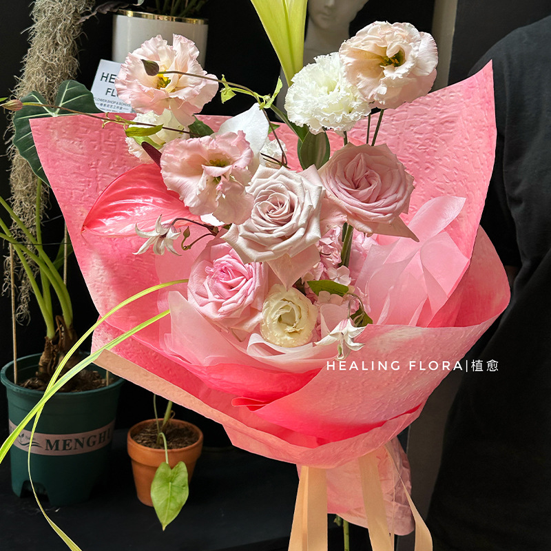 Internet Red Tanabata Batik Embossed Paper Embossed Paper Thickened Three-Dimensional Embossed Paper Internet Red Valentine's Day Rose Bag Flower Paper