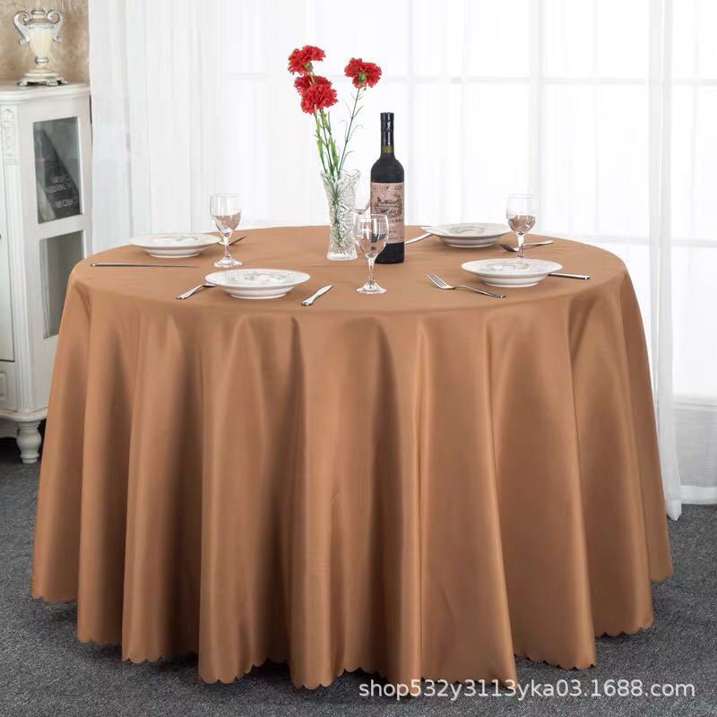 Picture of Large Round Table Restaurant Tablecloth Hotel Restaurant Banquet Family Usable Round Wedding European Tablecloth Table Cover Cross-Border