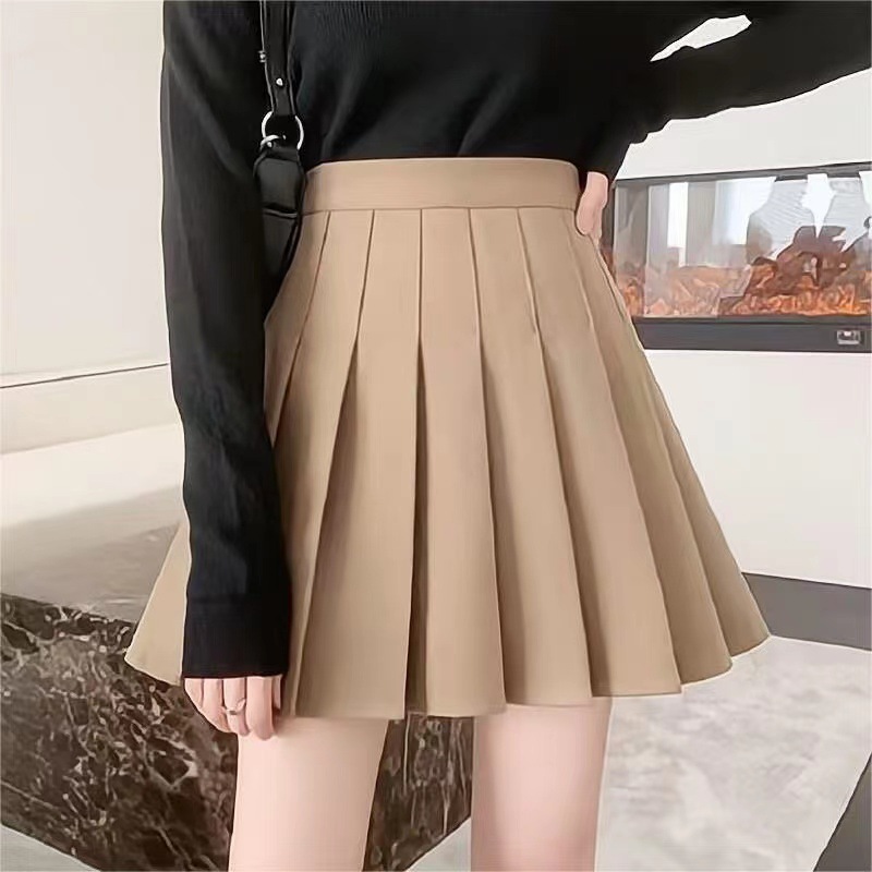 Pleated skirt women's summer 2024 new elastic high waist skirt plus size chubby girl slim A- line small jk skirt