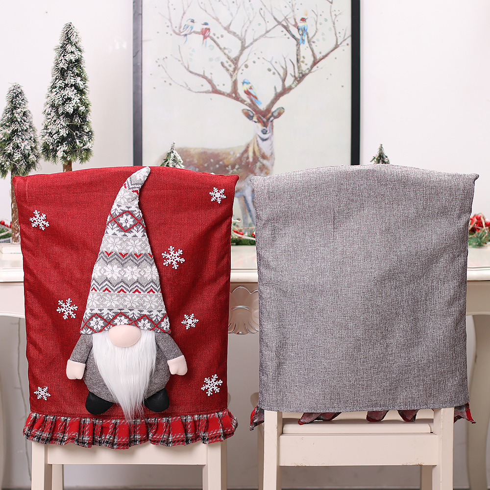 Christmas restaurant decoration linen chair cover fabric three-dimensional dwarf forester doll doll chair cover
