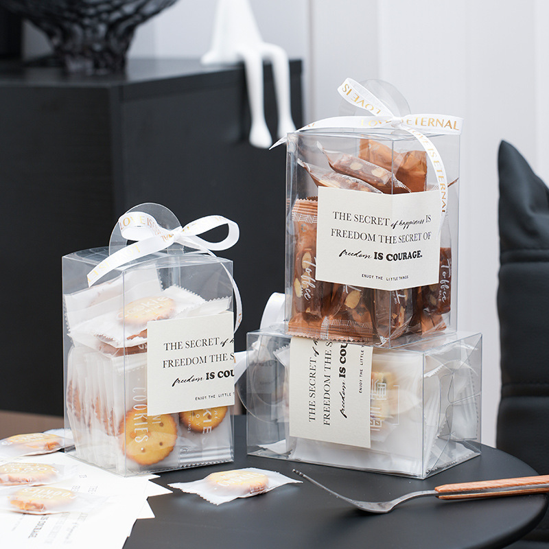 New Cookie Candy Box Transparent Packaging Box Baking Cow Rolling Snowflake Crisp Milk Jujube Glutinous Rice Boat Cookie Gift Box