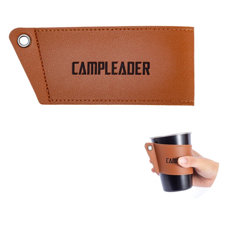 Picture of Outdoor camping stainless steel cup cover water Cup insulation cover anti-scald high temperature resistant cup cover coffee cup leather protective cover