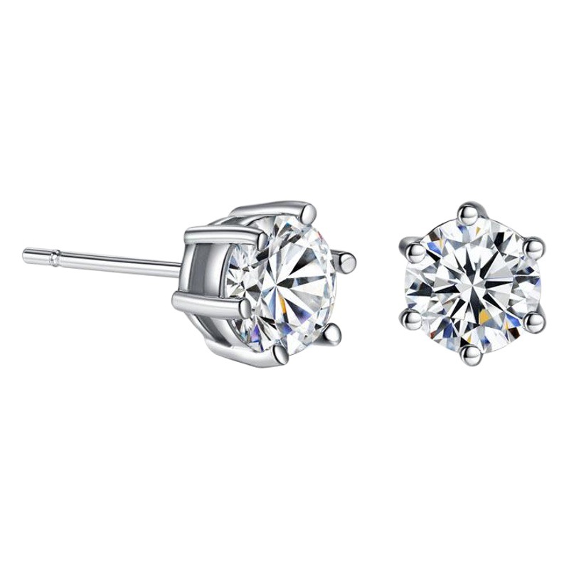 Fashion trendy foreign trade jewelry earrings Korean six-claw zircon crown earrings ladies earrings wish