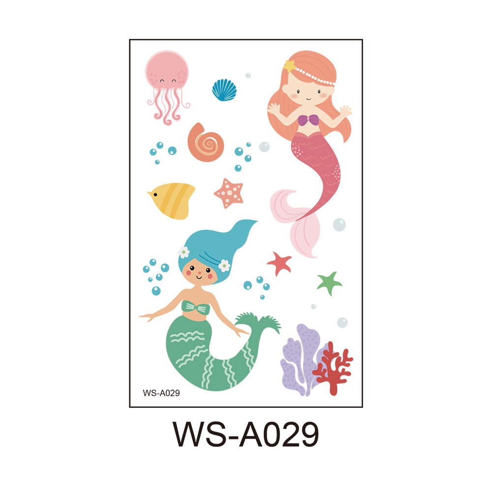Picture of Cross Border Waterproof Sweat Tattoo Children Cartoon Dream Party Princess Theme Stickers suit Mermaid Tattoo Stickers
