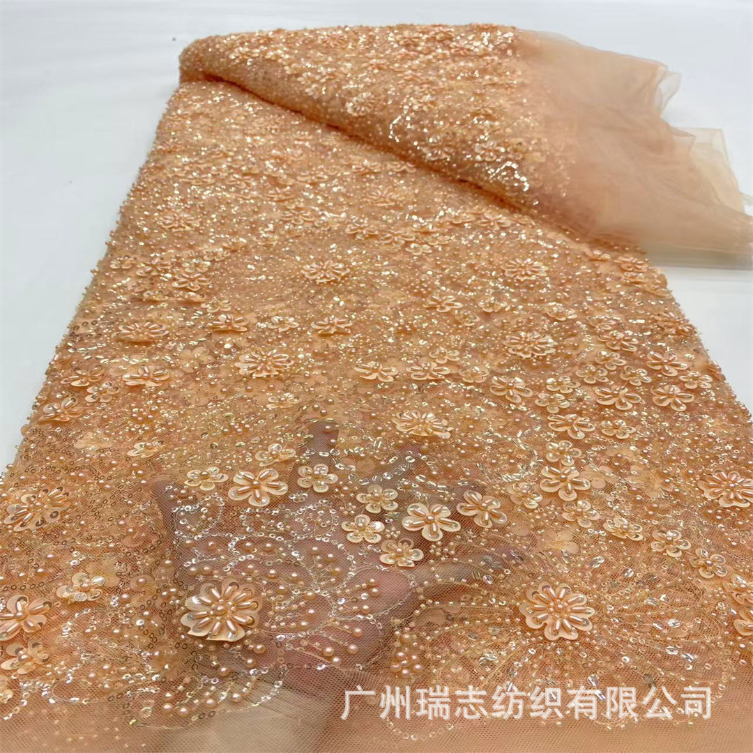 Picture of Laser Flower Sequin Embroidered Cloth Wedding Dress Evening Dress Stage Costume Fabric Sequin Lace Fabric Ready Stock