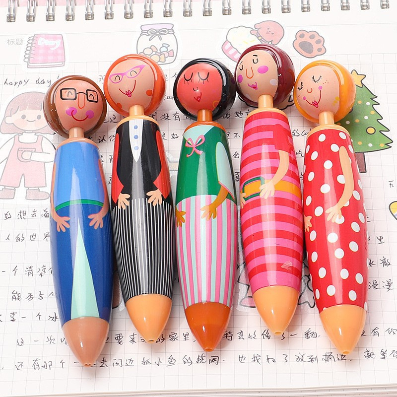 Doll ballpoint pen Wood little man pen creative cartoon ballpoint pen student graduation gift stationery gift wholesale T