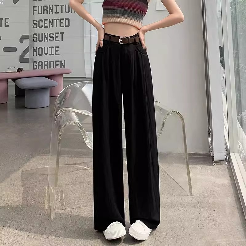 Picture of [edging three-dimensional waist] pleated ice silk cotton and linen wide leg pants women's spring and summer suit pants Japanese lazy wind Yamamoto