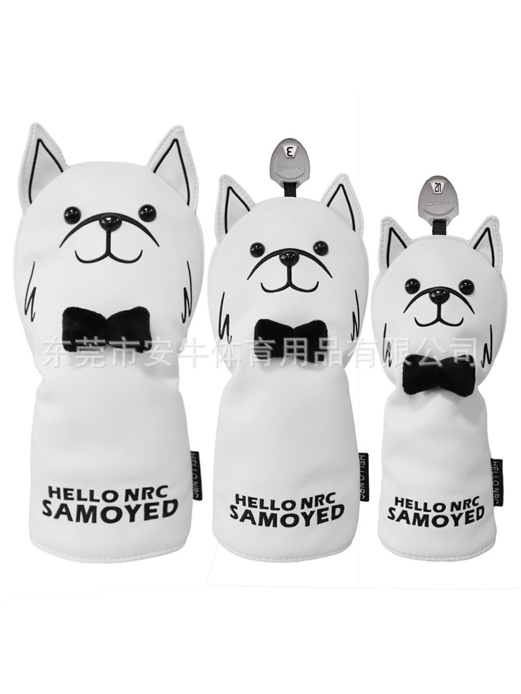Factory wholesale cross-border new golf club cover Rod head cover Samoyed PU outdoor golf supplies suit