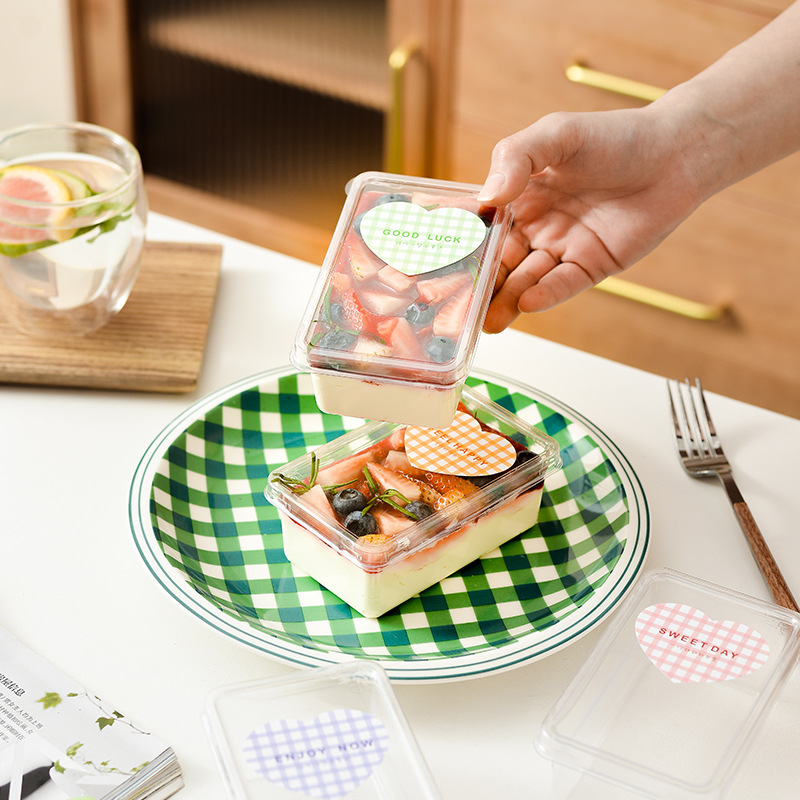 Tiramisu Box Transparent Lid Mousse Cake Soy Milk Stall Disposable Dessert Baking Packaging Box